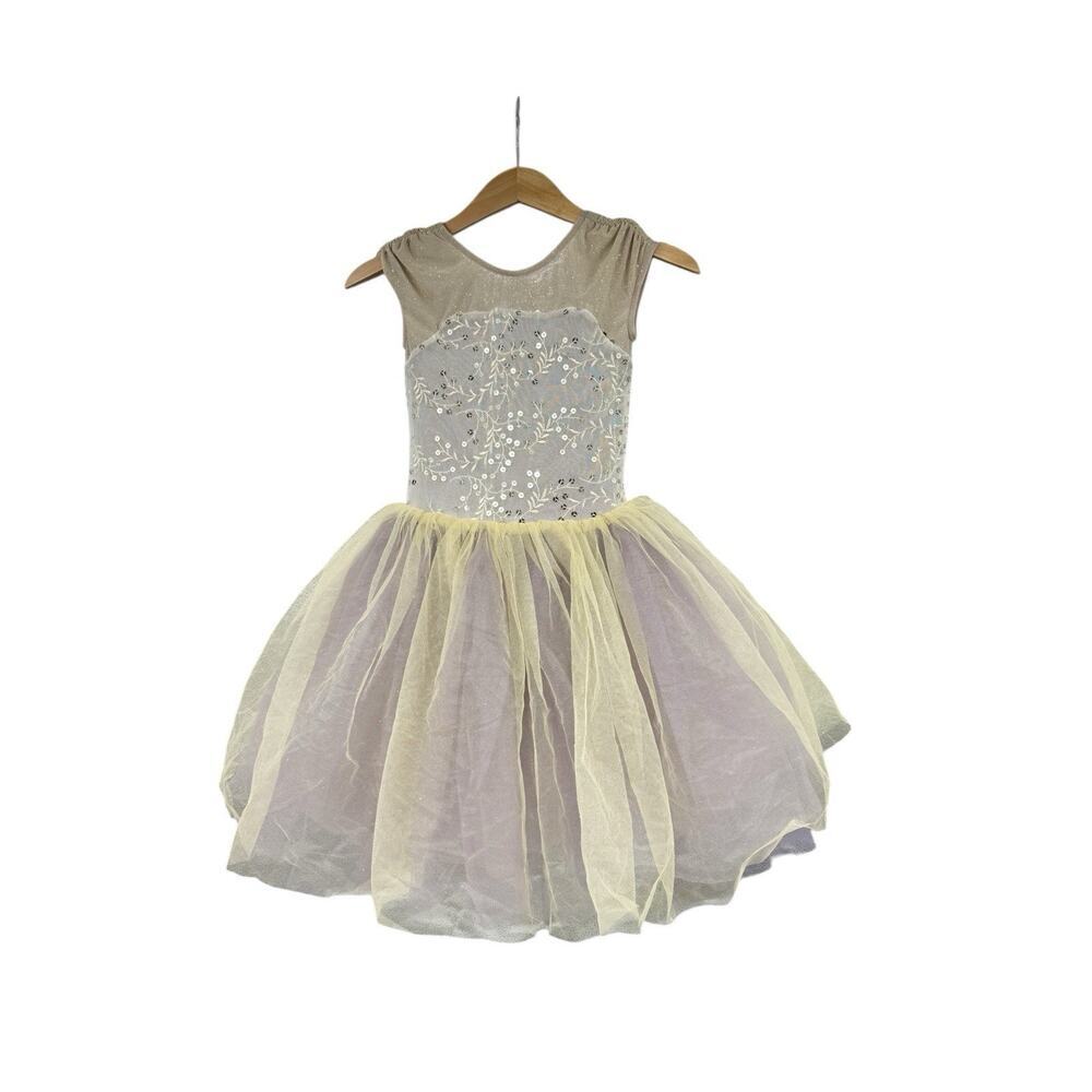 Weissman‎ Dance Costume Pointe Ballet Purple Gold Sparkle Dress Child Medium